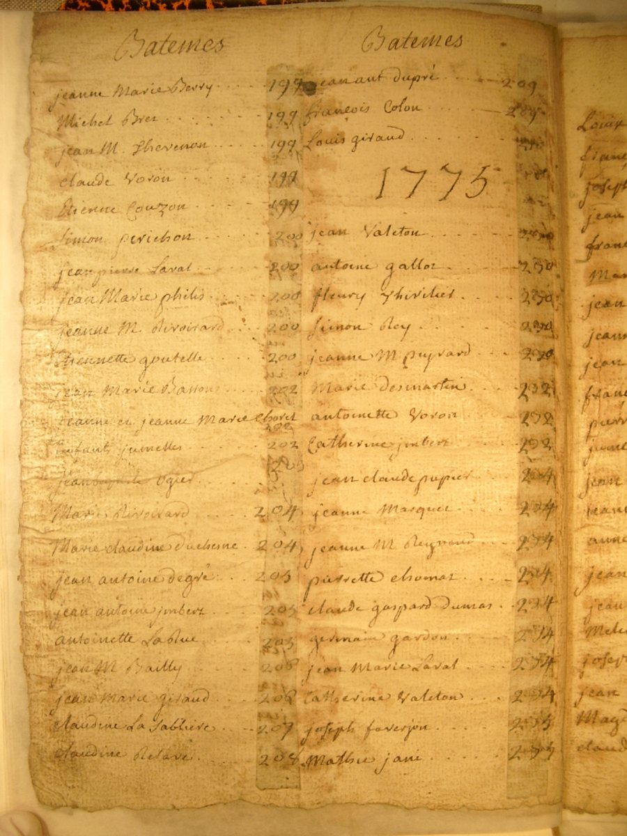Page du registre